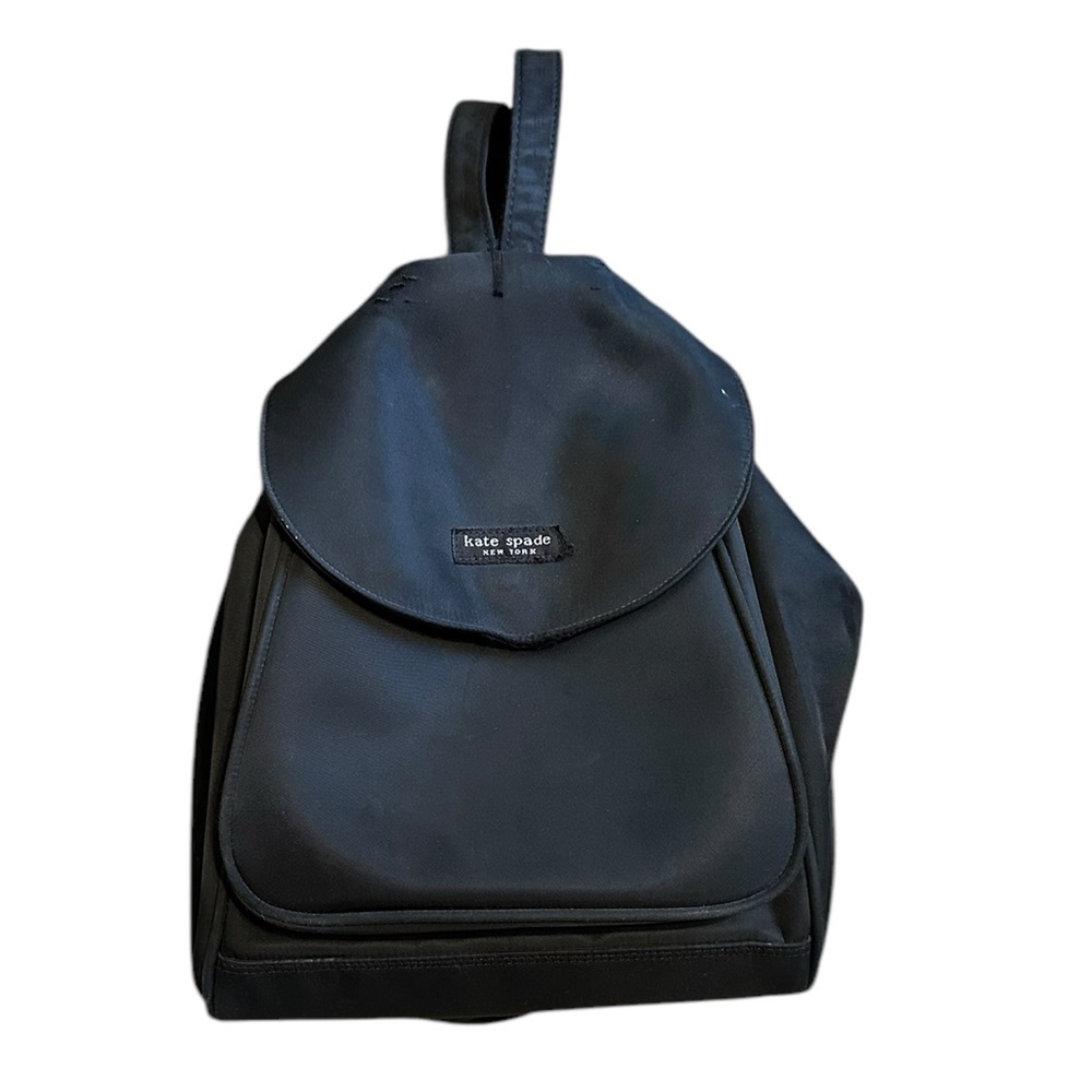 KATE SPADE black nylon convertible mid size backpack shoulder bag purse